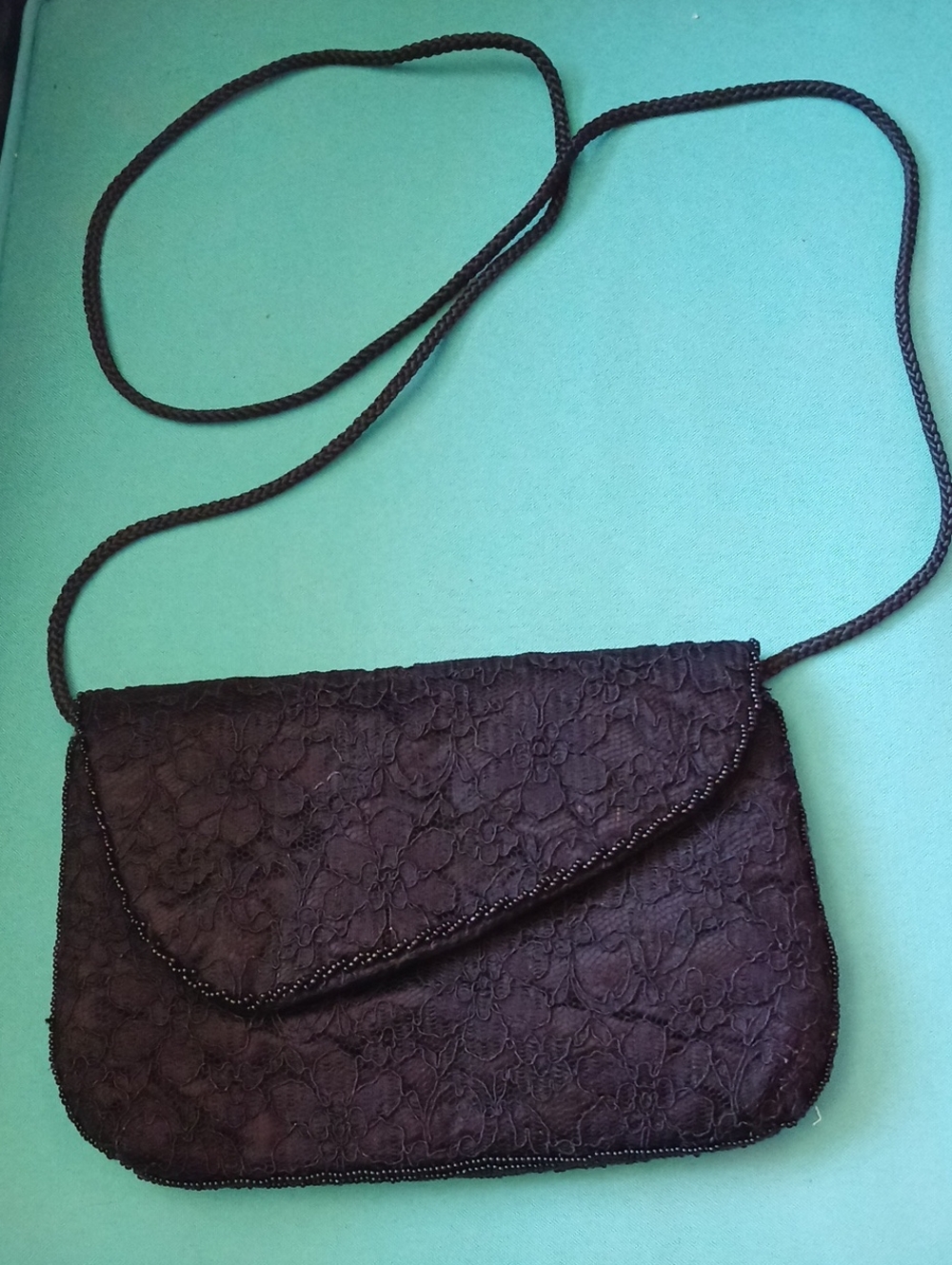 Black Lace Envelope Crossbody Clutch - Women